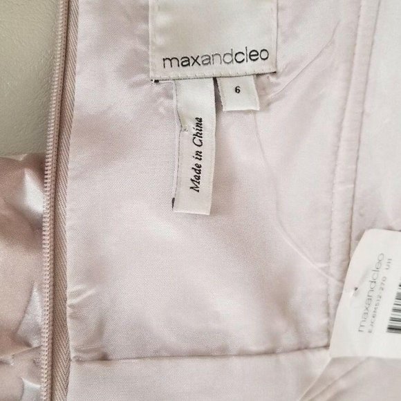 Max And Cleo Beige Taffeta Jacquard Strapless Cocktail Prom Dress Size 6 NWT - Picture 11 of 15